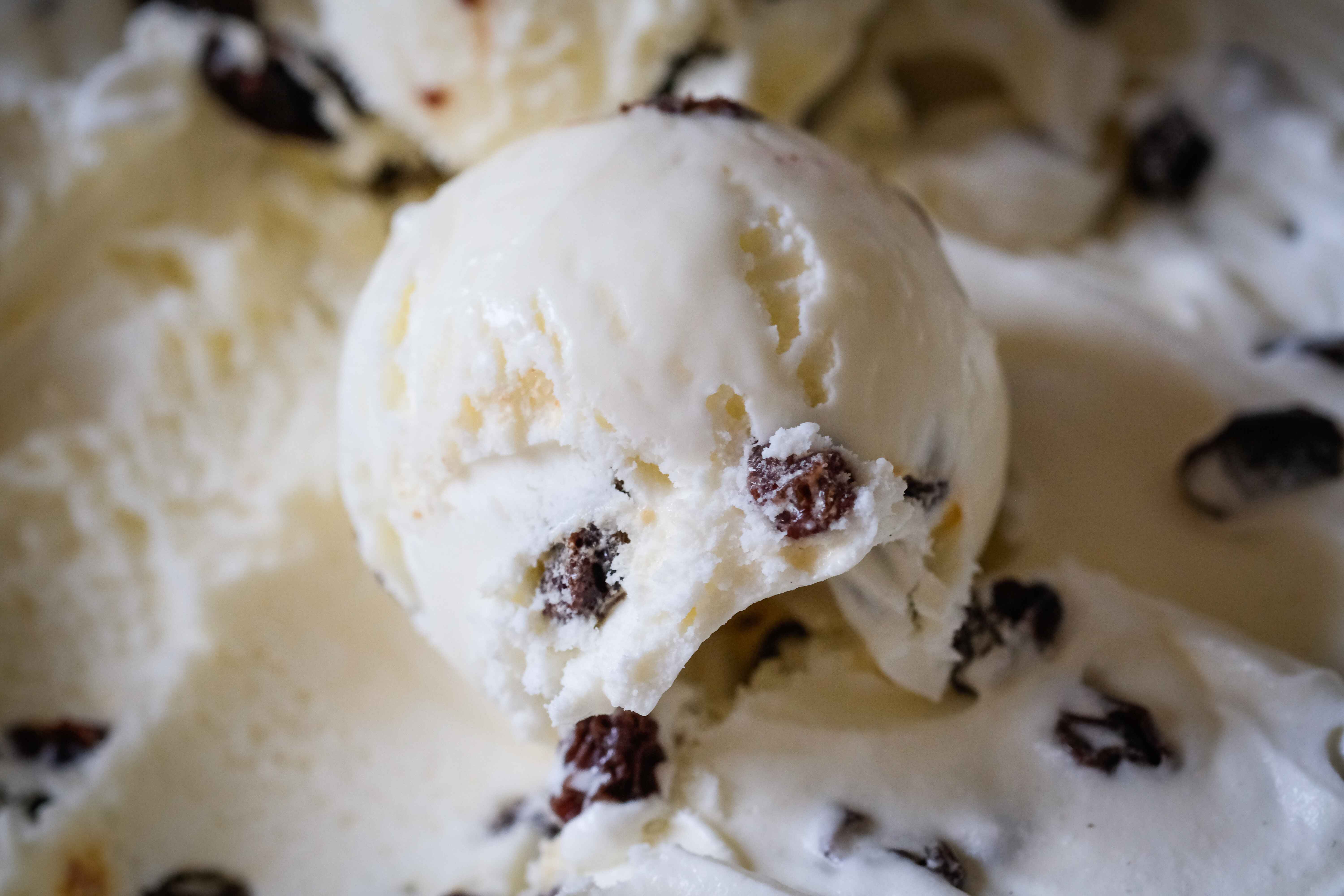 Yorvale's rum and raisin ice cream to show how you can master ice cream scooping with a well organized freezer 