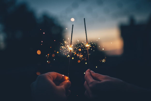 Sparklers being used after being served bonfire themed ice cream